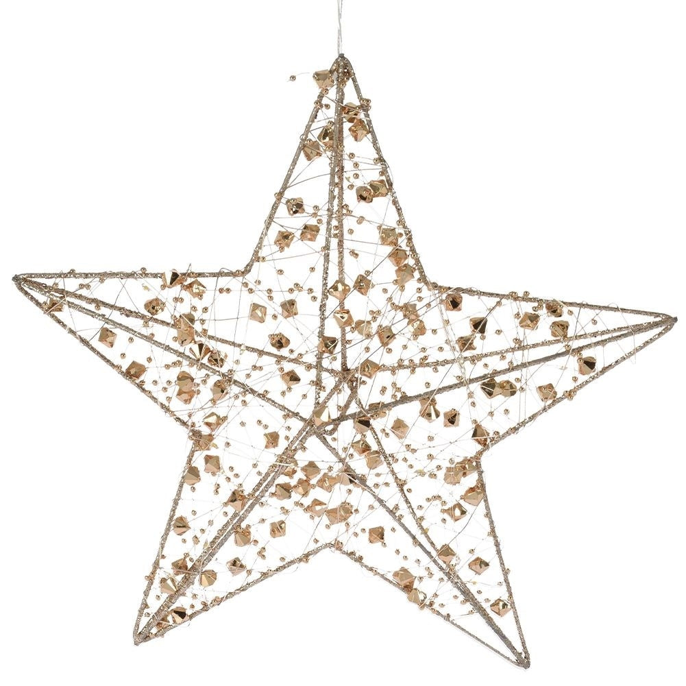 Christmas star with 30 LED lights and decorative beads