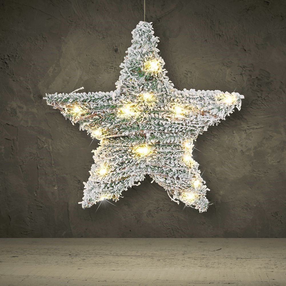 Christmas star with 30 LED lights and snow effect