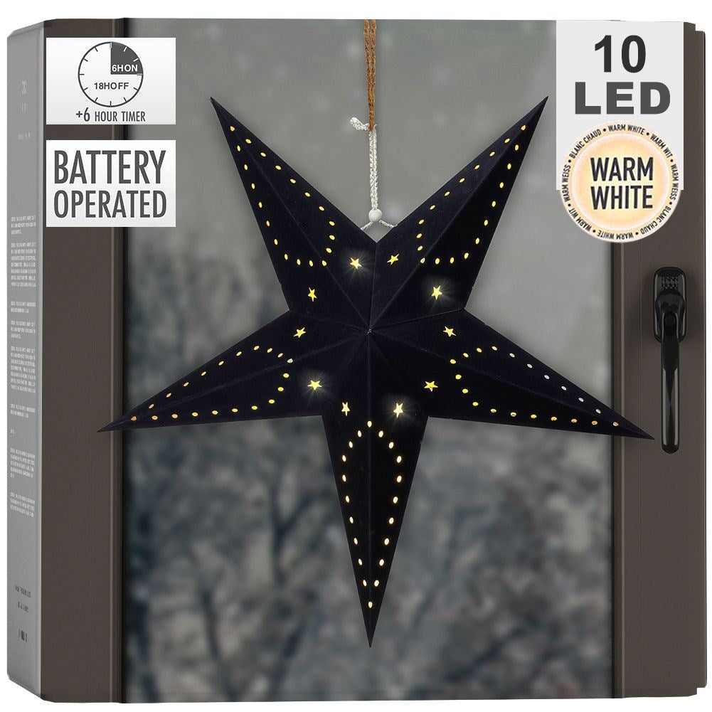 Christmas star with LED and black velvet finish