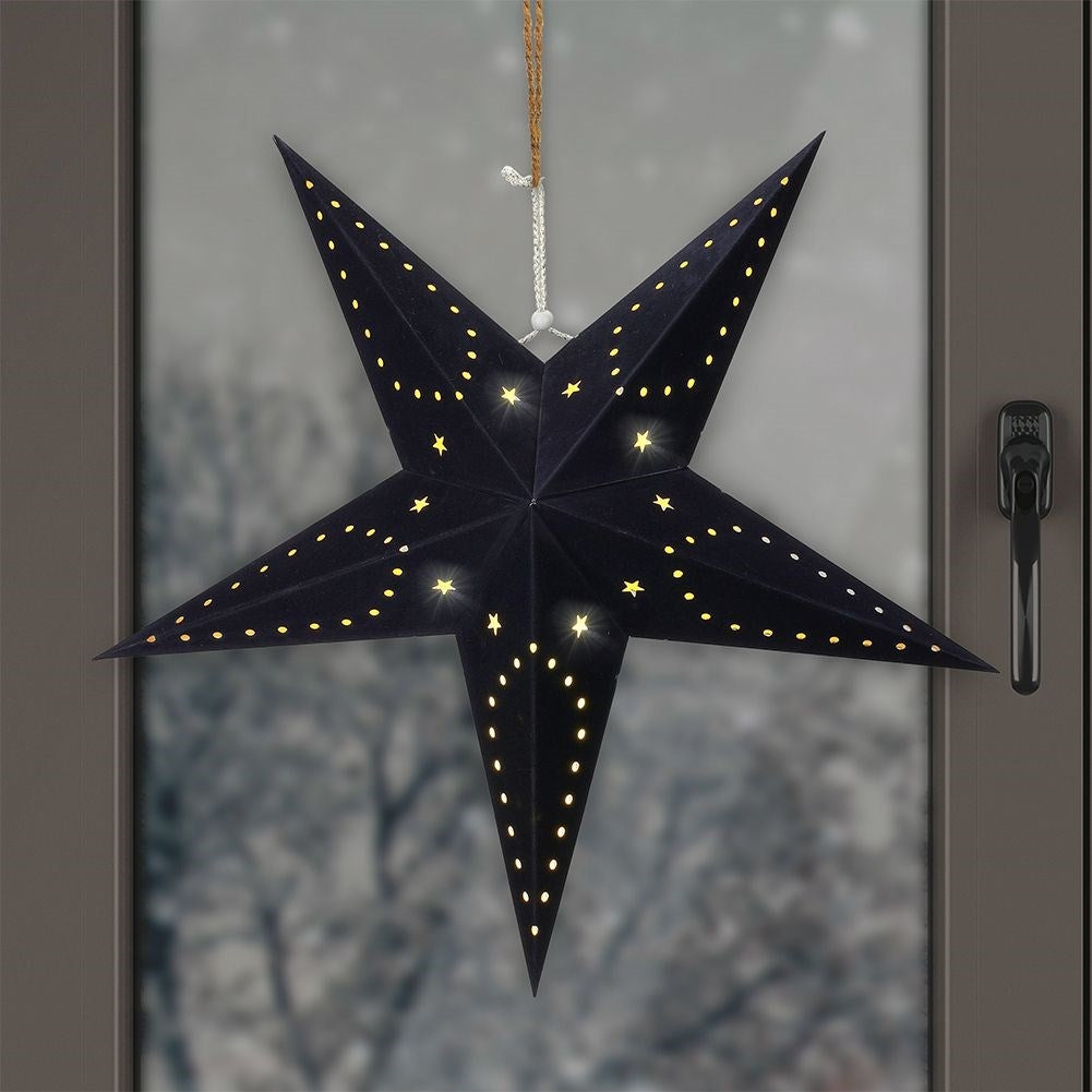 Christmas star with LED and black velvet finish
