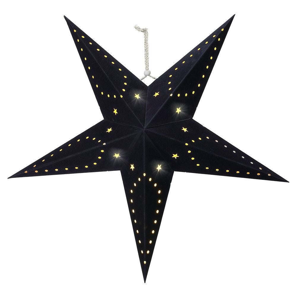 Christmas star with LED and black velvet finish