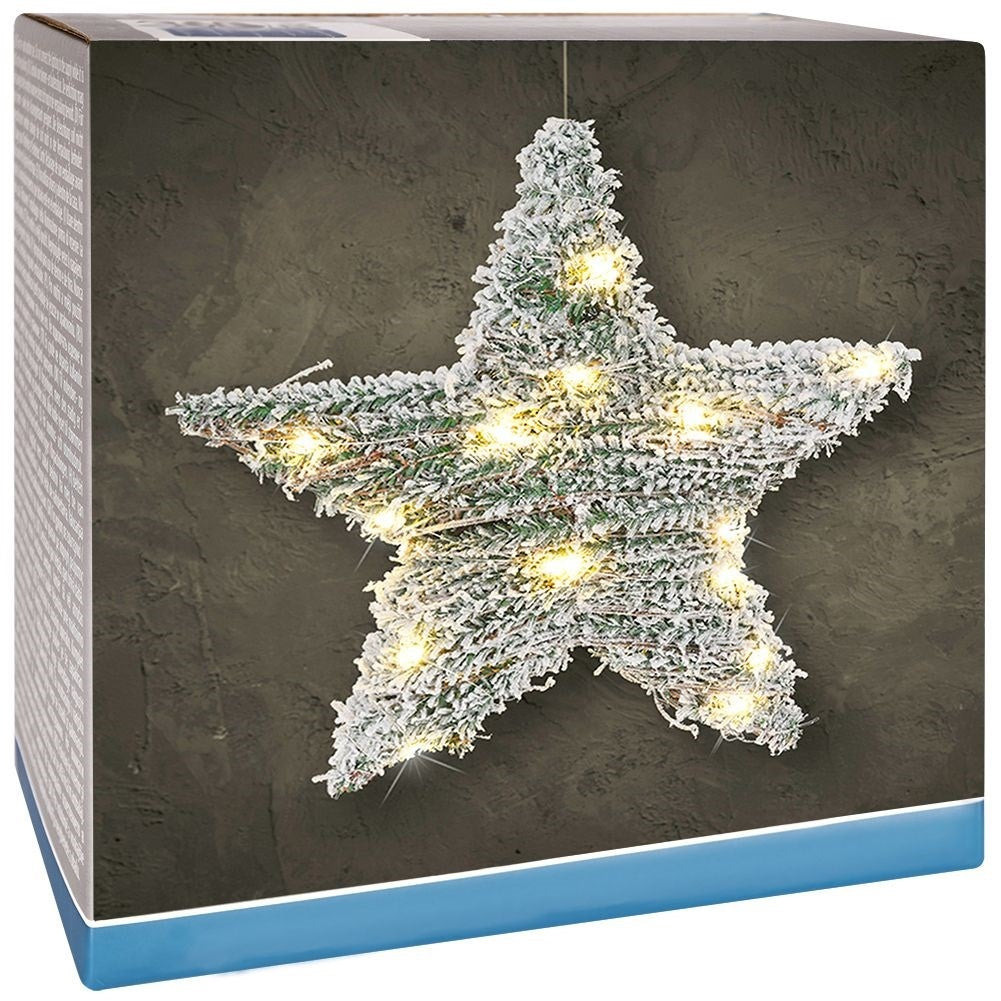 Christmas star with snow effect and 20 LED lights