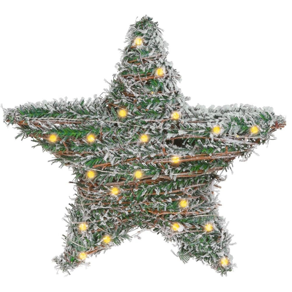 Christmas star with snow effect and 20 LED lights