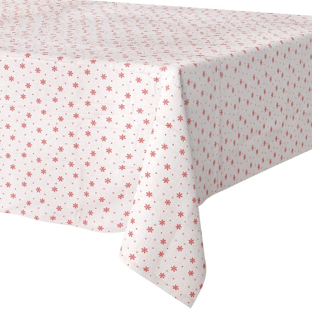 Christmas tablecloth Beige with Red Snowflakes 130x180 cm
