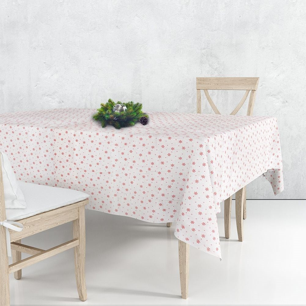 Christmas tablecloth Beige with Red Snowflakes 130x180 cm