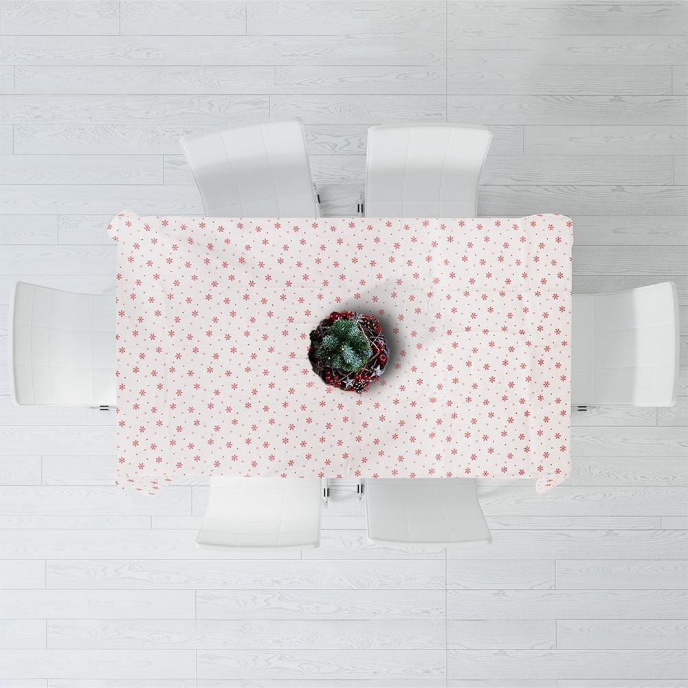Christmas tablecloth Beige with Red Snowflakes 130x180 cm