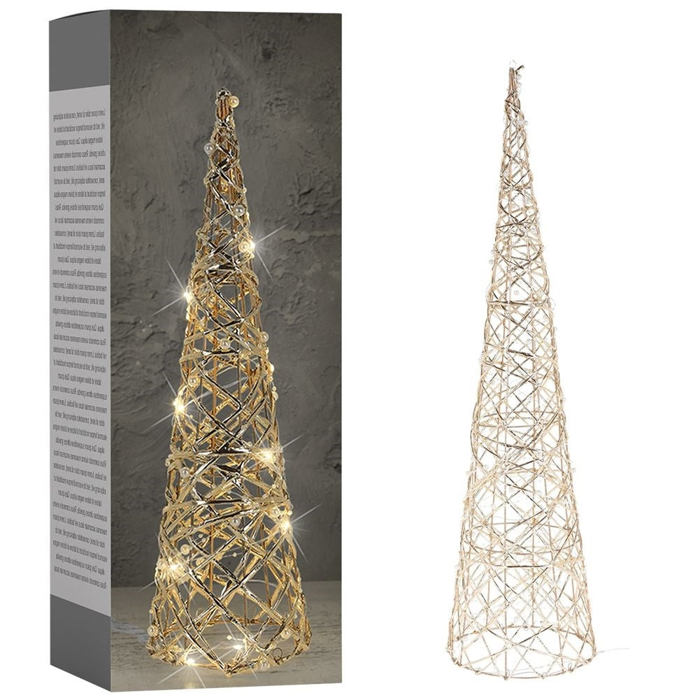 Christmas tree 60 cm with LED lighting and white beads