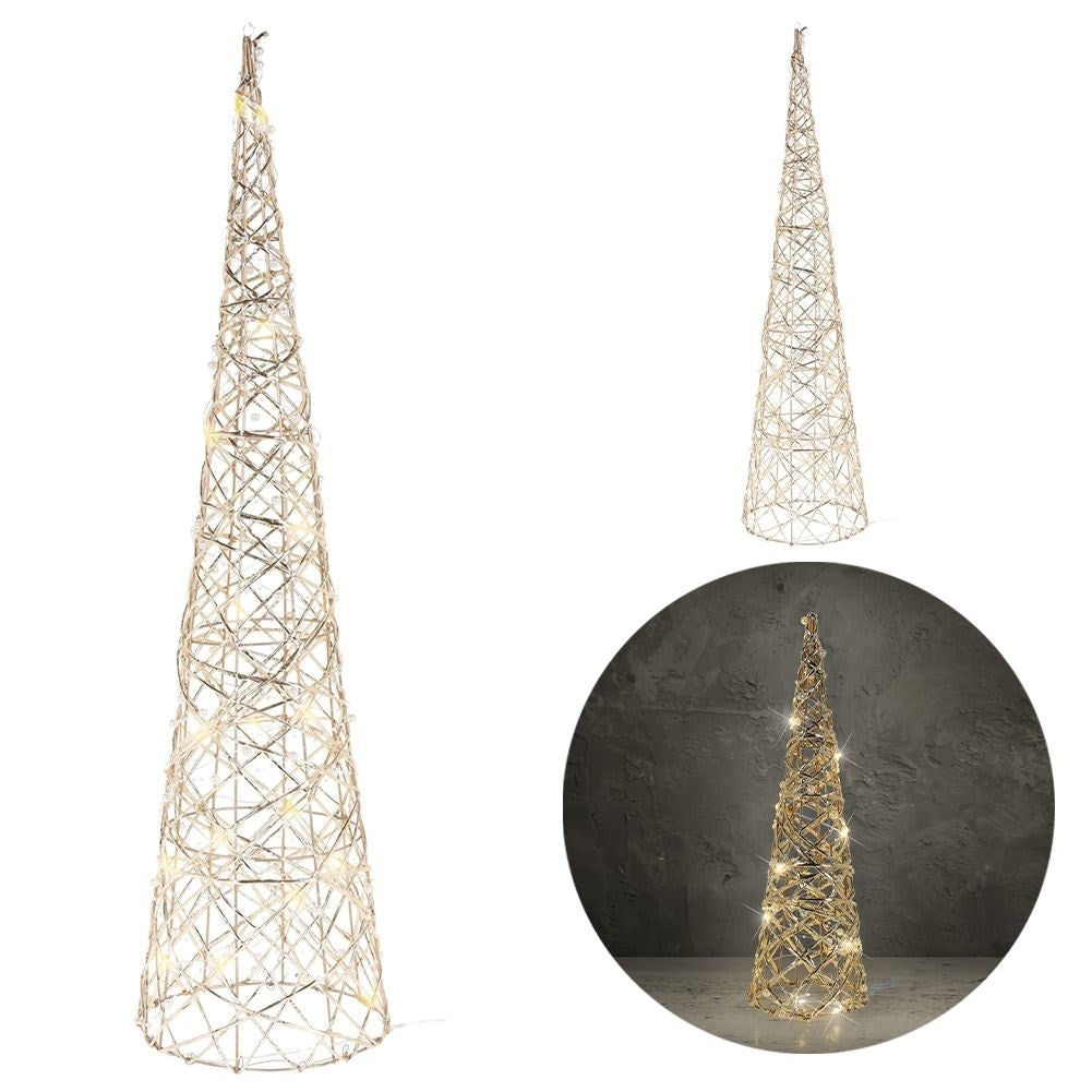 Christmas tree 60 cm with LED lighting and white beads