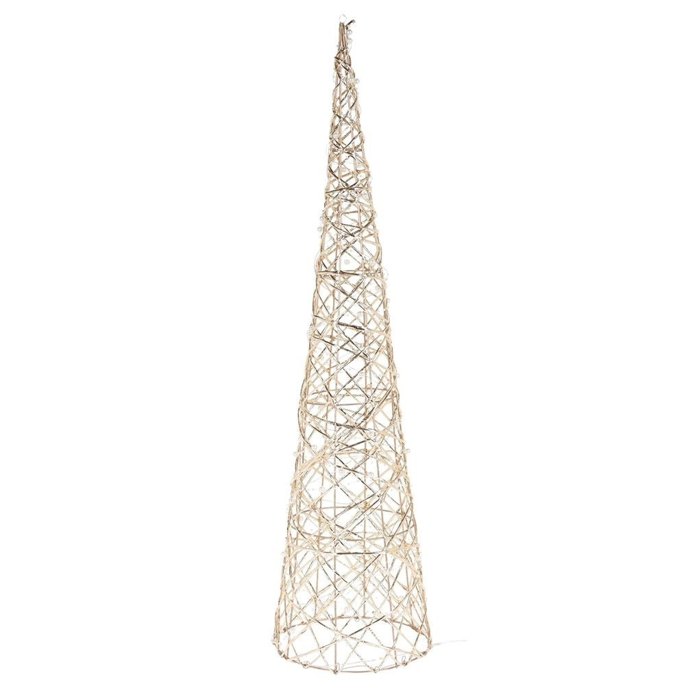 Christmas tree 60 cm with LED lighting and white beads