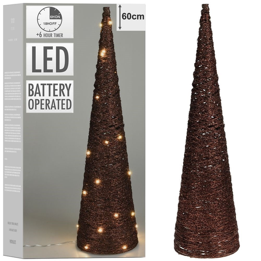 Christmas tree Cone-shaped with LED lights and Glitter 58 cm