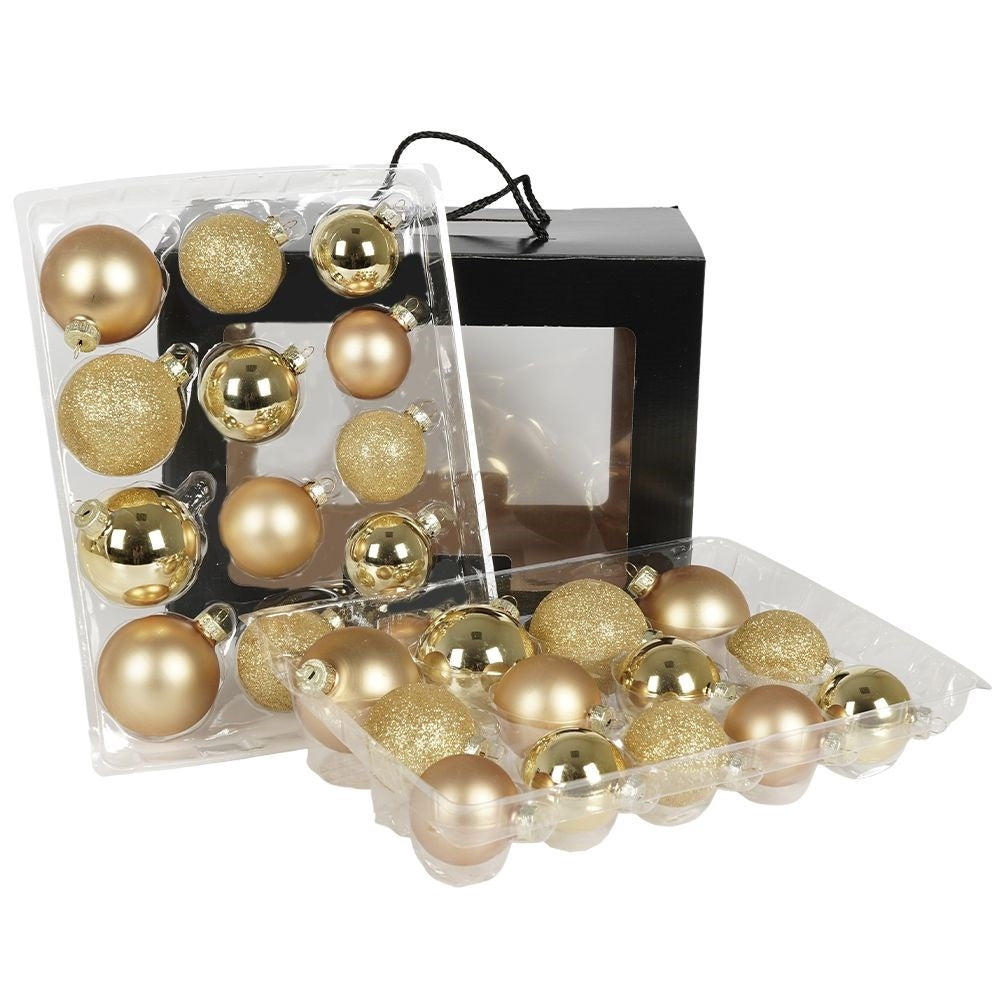 Christmas tree balls: 26 decorative ones in gold, glass and glitter