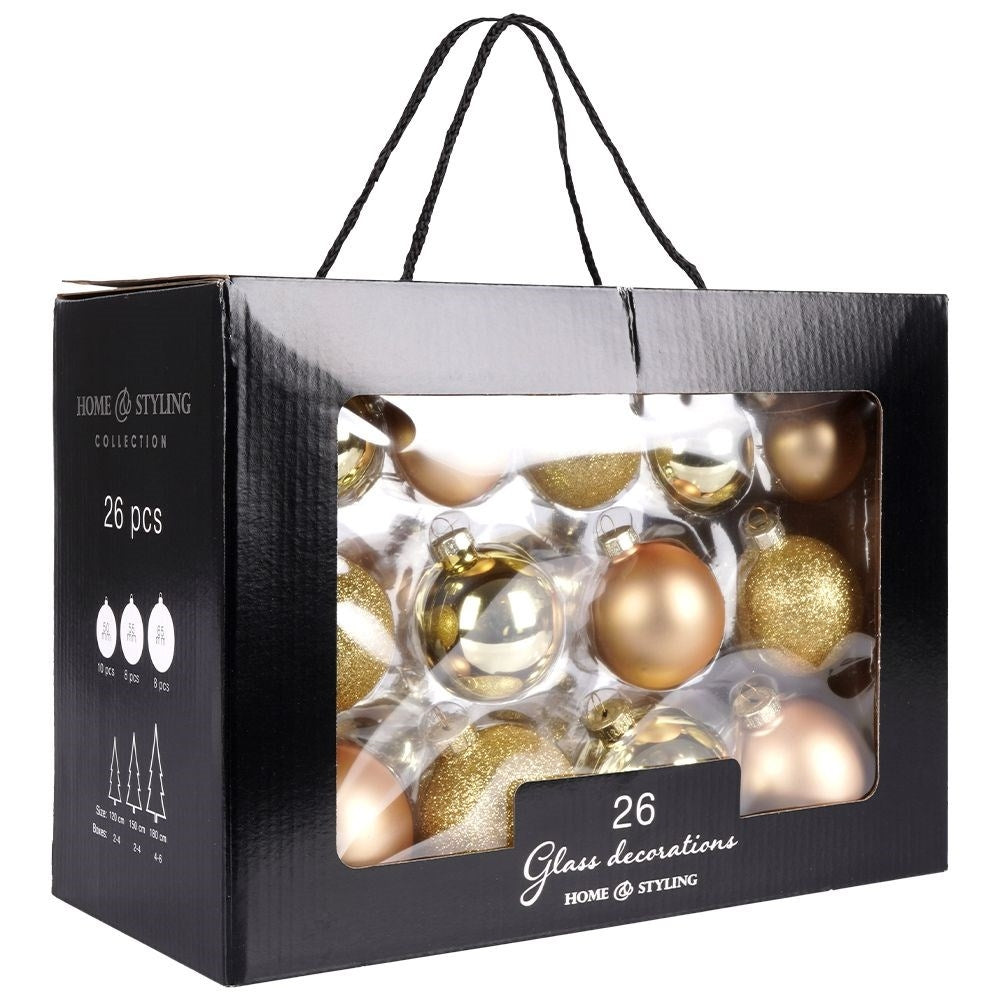Christmas tree balls: 26 decorative ones in gold, glass and glitter