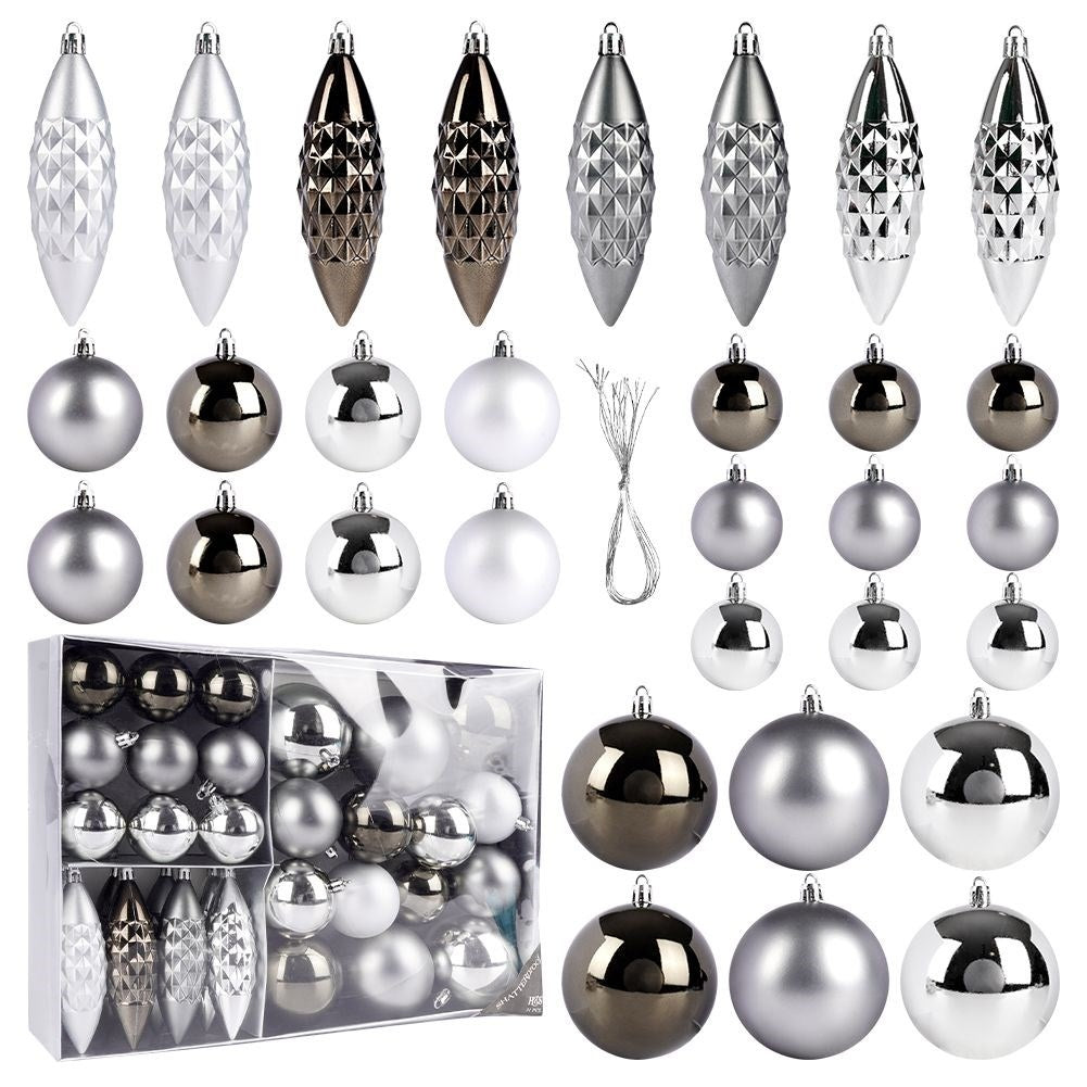 Christmas tree balls 31-pack: Unbreakable, matte & glossy, silver/graphite