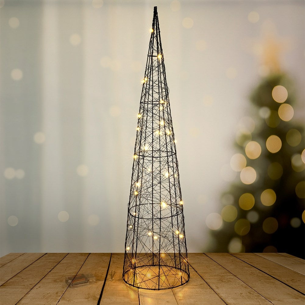 Christmas tree cone 80 cm with 40 LED lights in Modern Black