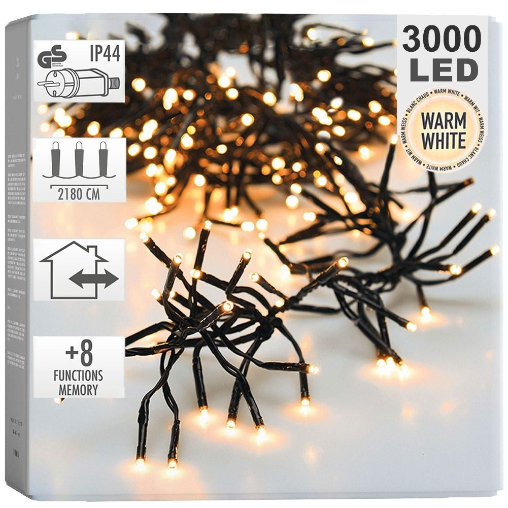 Christmas tree lighting 3000 LED warm white 21.8m indoors/outdoors
