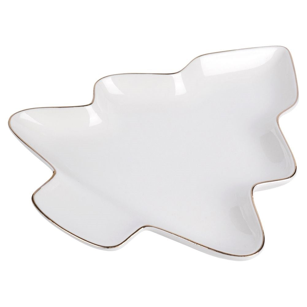 Christmas tree plate in porcelain with gold details - Perfect for Christmas!