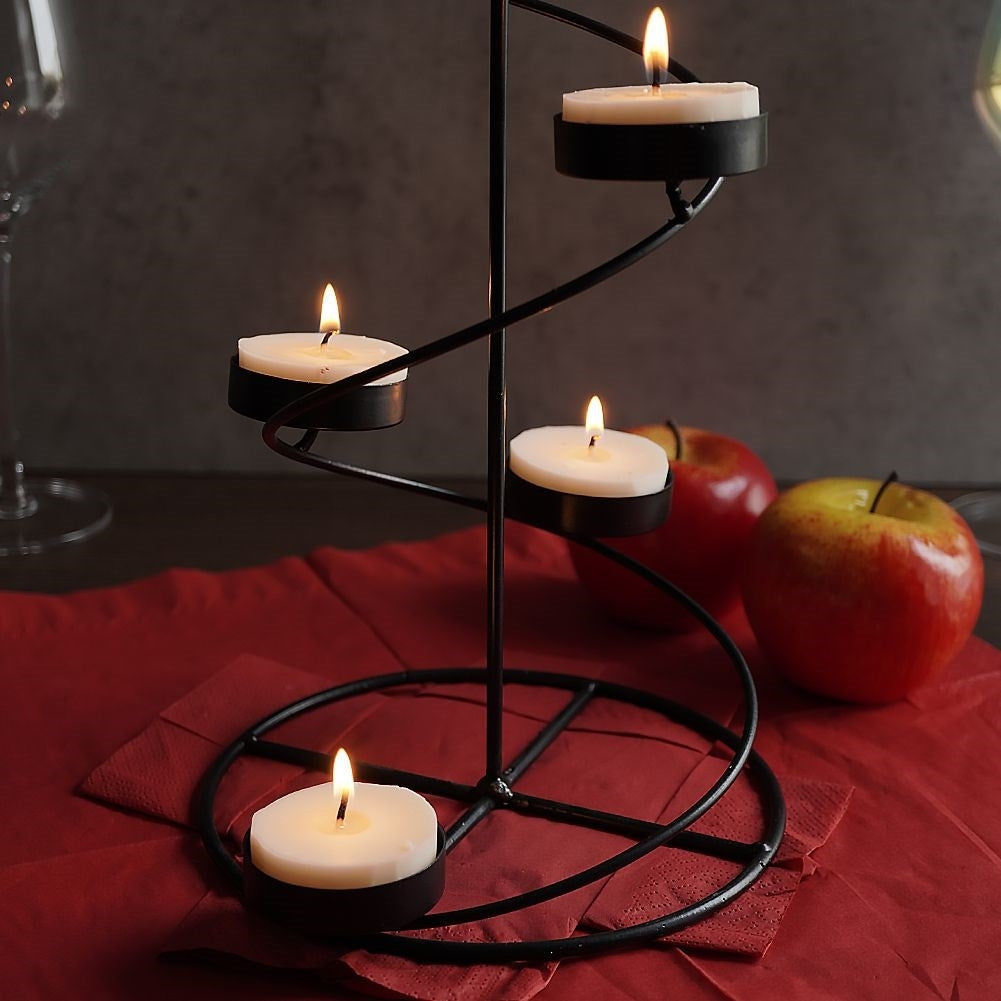 Christmas tree-shaped Candlestick for Six Warming Candles in Black Metal