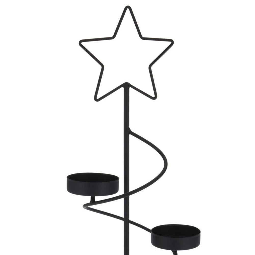 Christmas tree-shaped Candlestick for Six Warming Candles in Black Metal