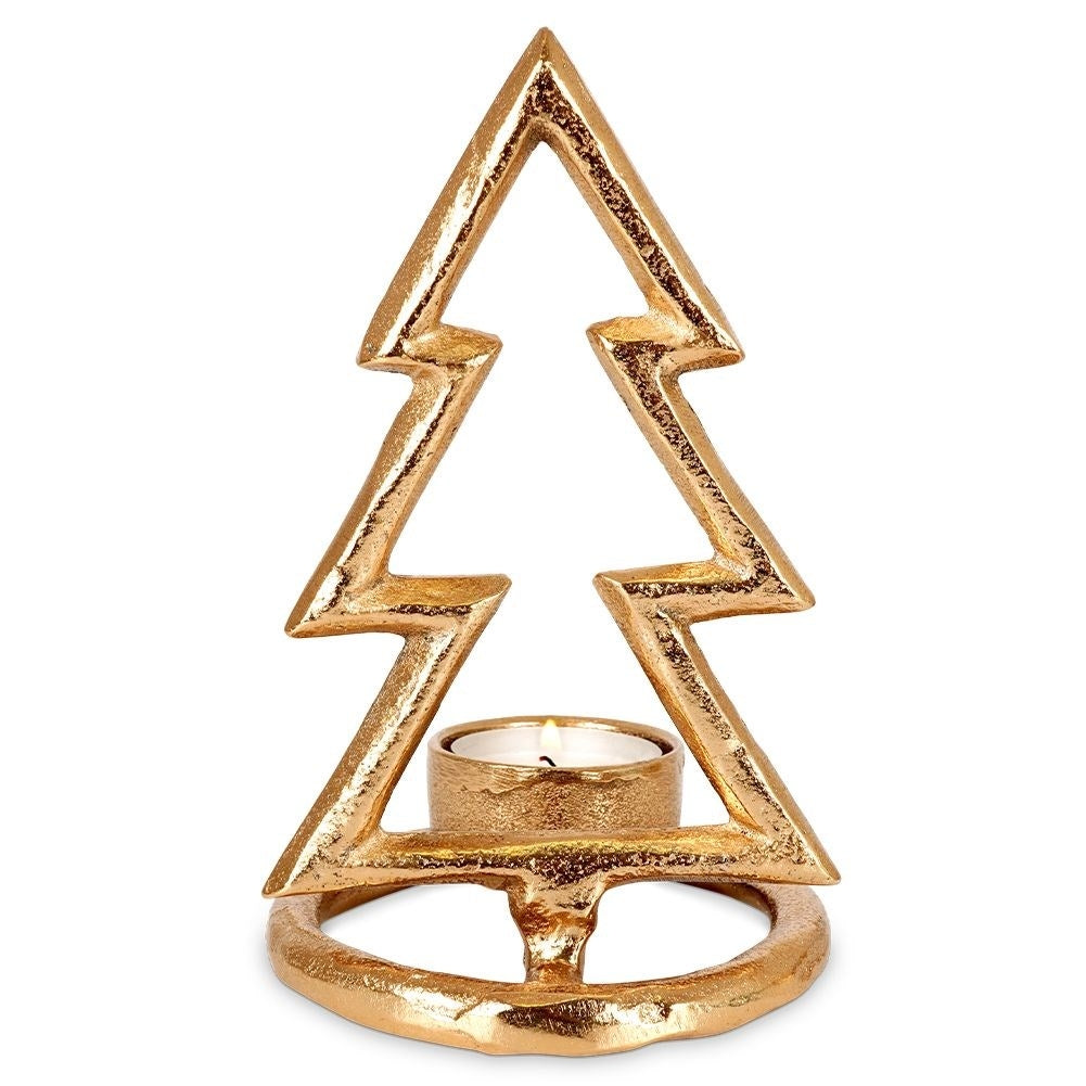 Christmas tree-shaped Warming candle holder in Golden Aluminum