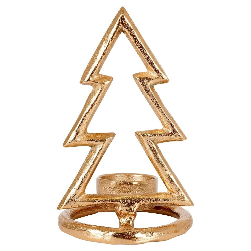 Christmas tree-shaped Warming candle holder in Golden Aluminum