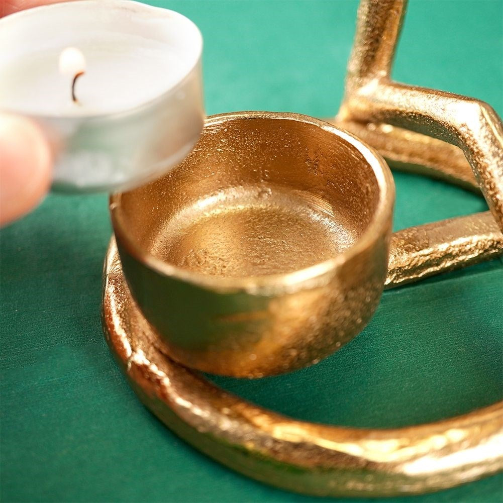 Christmas tree-shaped Warming candle holder in Golden Aluminum