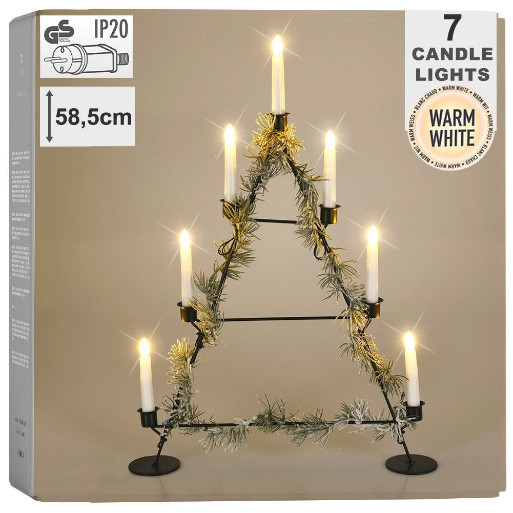 Christmas tree-shaped candle holder with seven candles