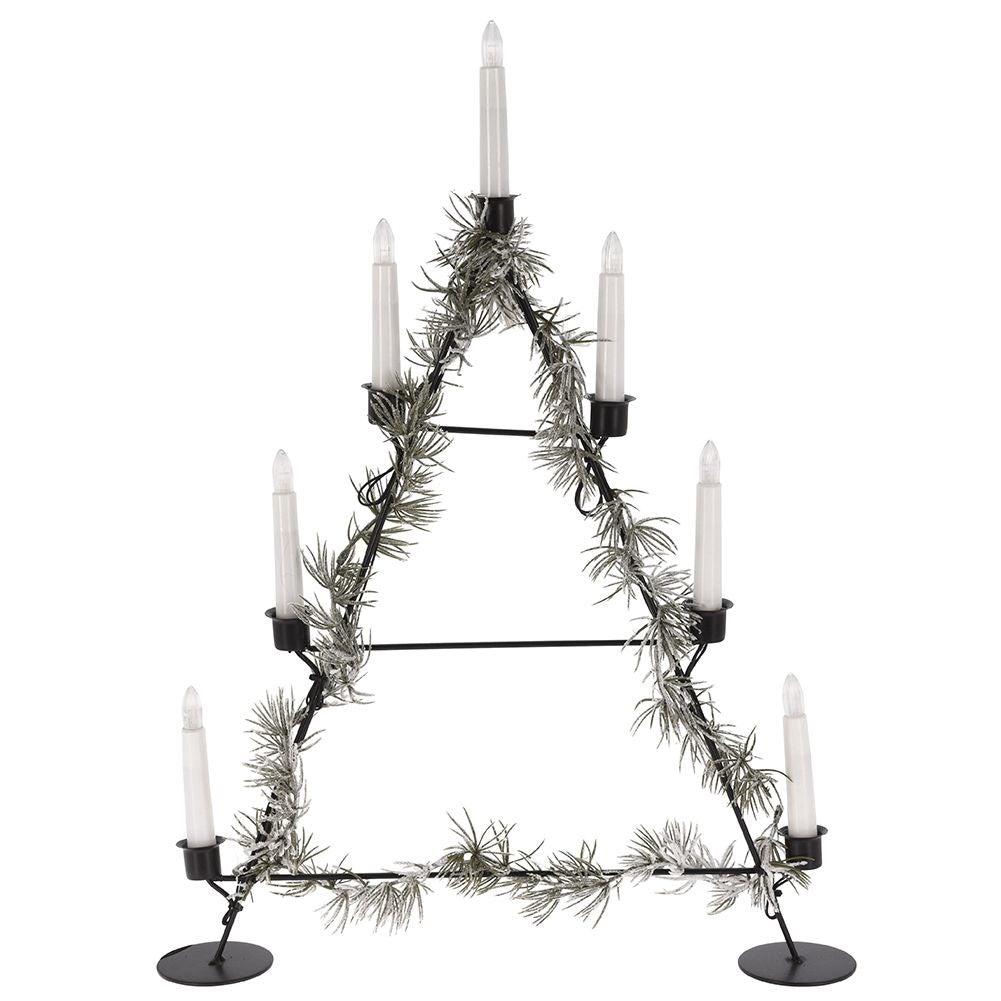 Christmas tree-shaped candle holder with seven candles