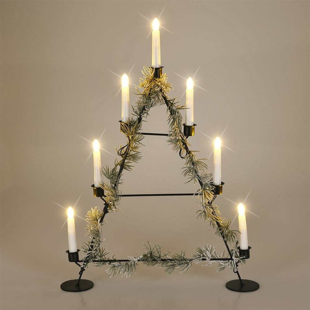 Christmas tree-shaped candle holder with seven candles