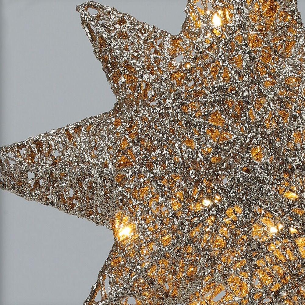 Christmas tree star with LED and glitter, durable and unbreakable