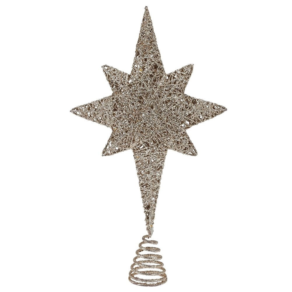 Christmas tree star with LED and glitter, durable and unbreakable
