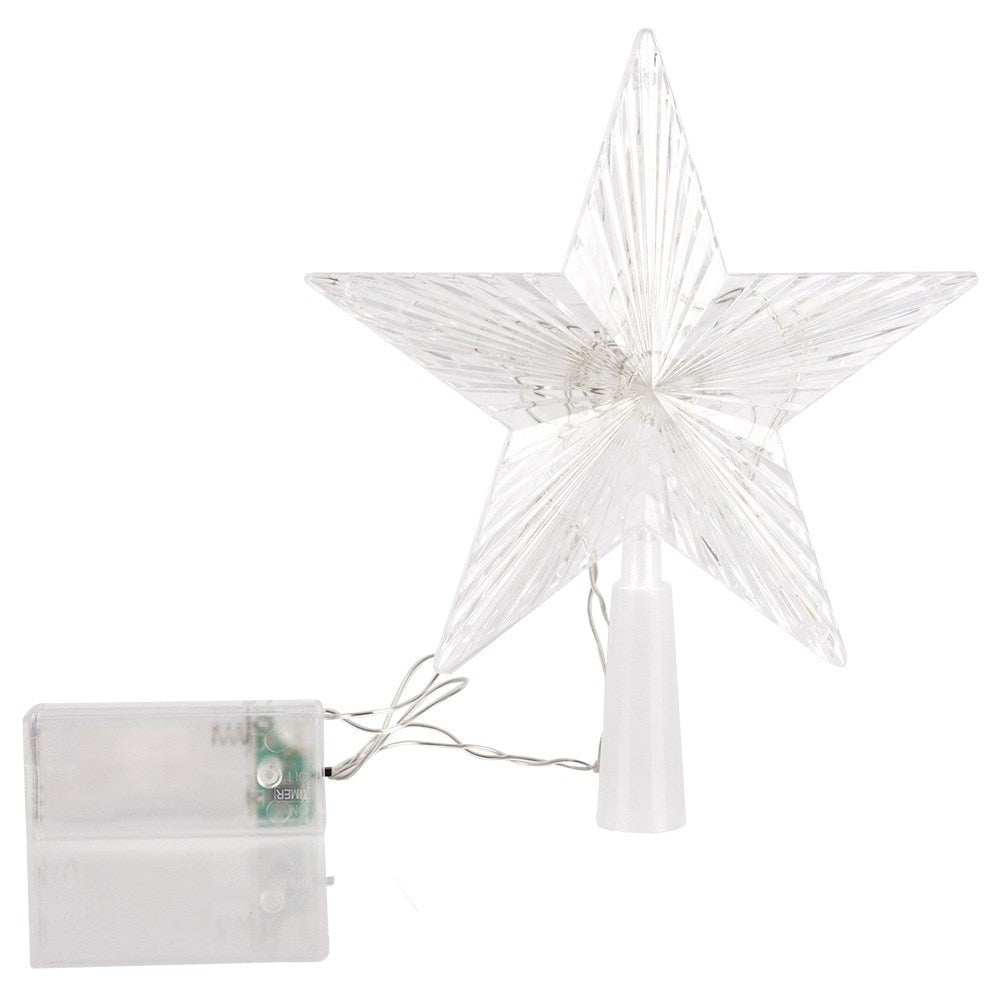 Christmas tree topper, shining star, 11 LED, 21 cm