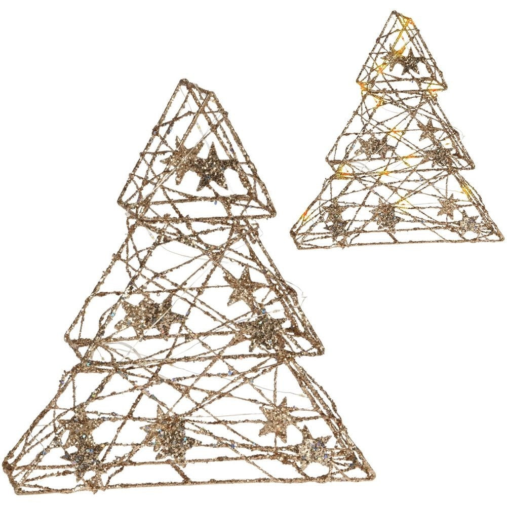 Christmas tree with 14 LED lights and golden stars