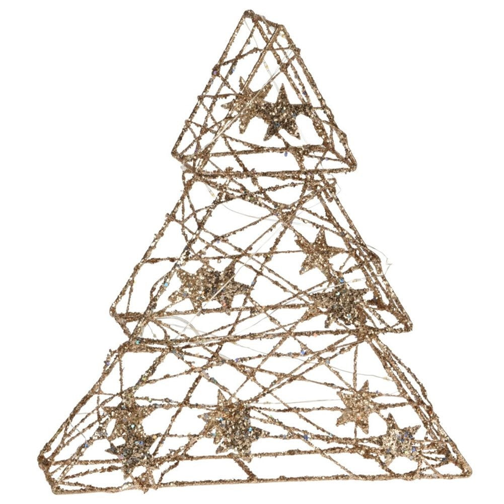 Christmas tree with 14 LED lights and golden stars
