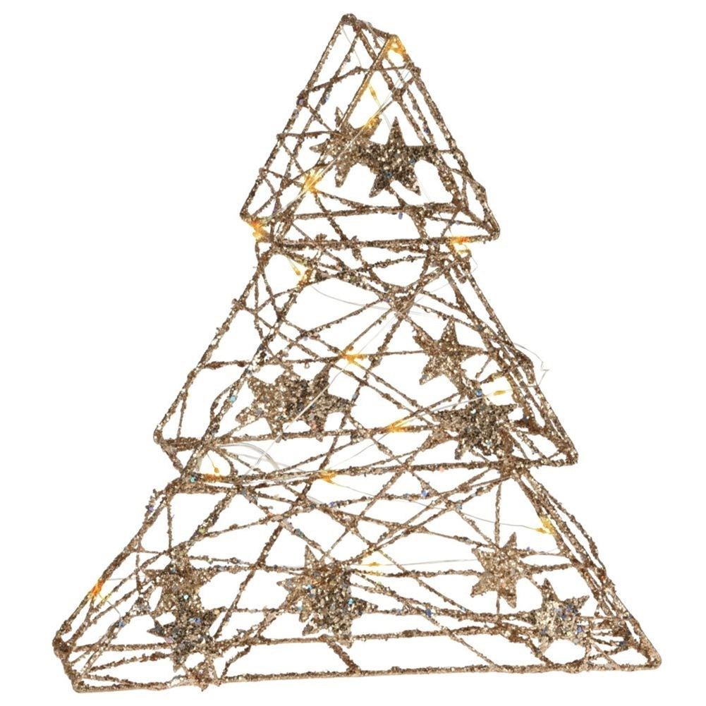Christmas tree with 14 LED lights and golden stars