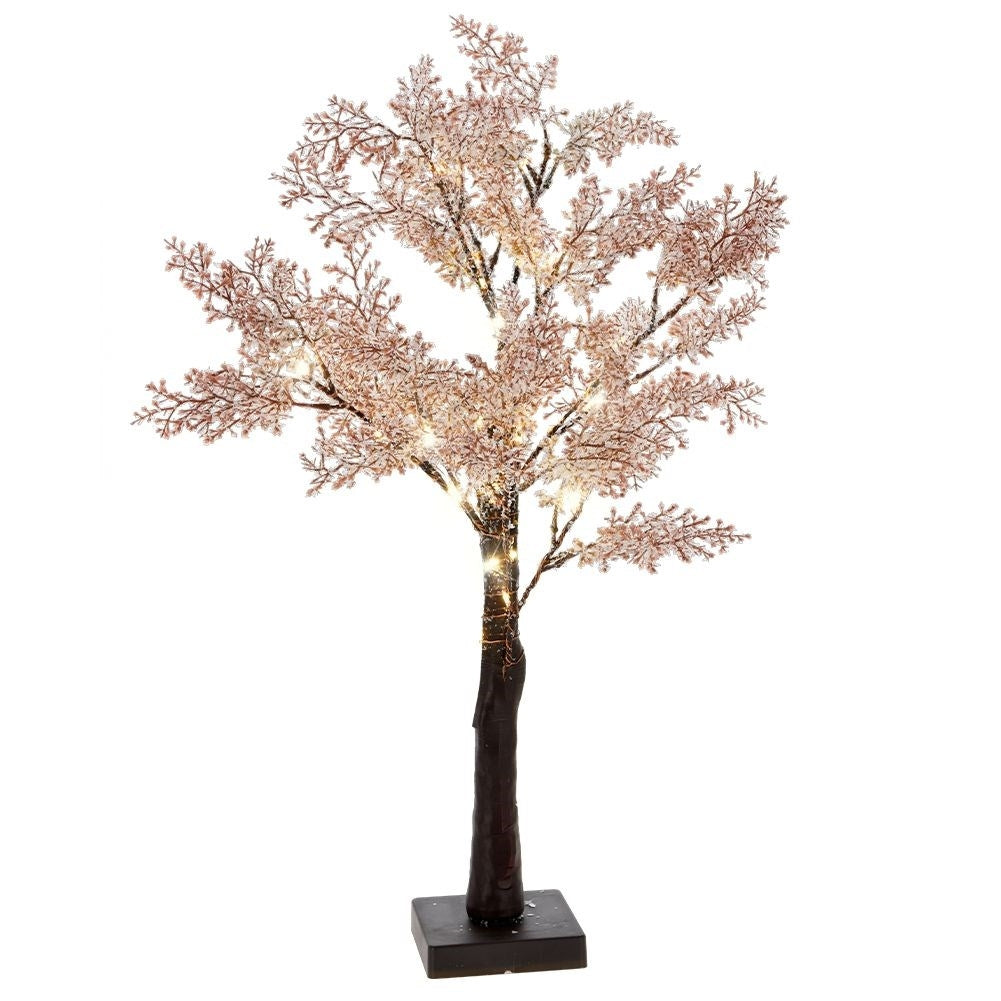 Christmas tree with 29 LED lights in dirty pink with snow effect