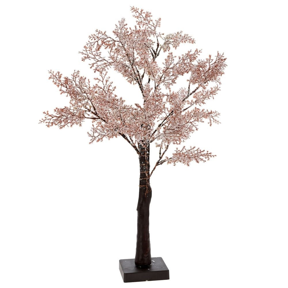 Christmas tree with 29 LED lights in dirty pink with snow effect