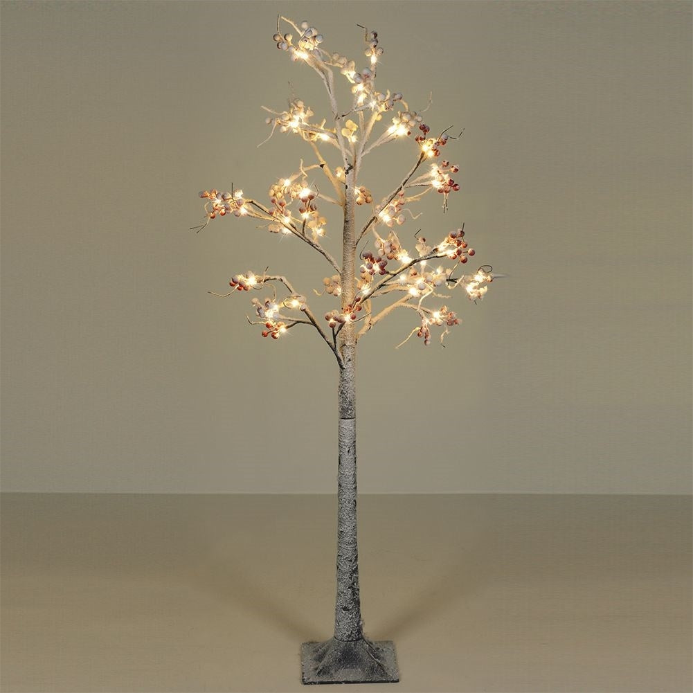 Christmas tree with 72 LED lights and frosty rowan with snow effect