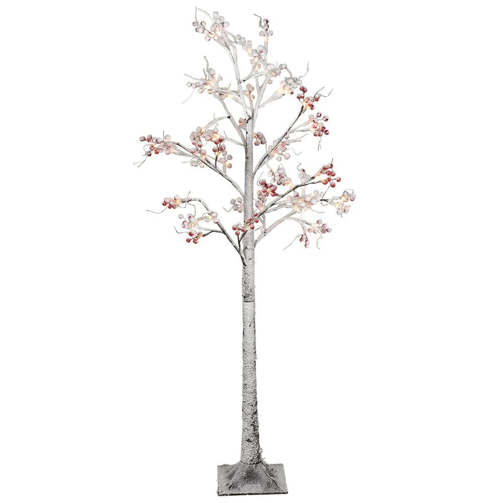Christmas tree with 72 LED lights and frosty rowan with snow effect
