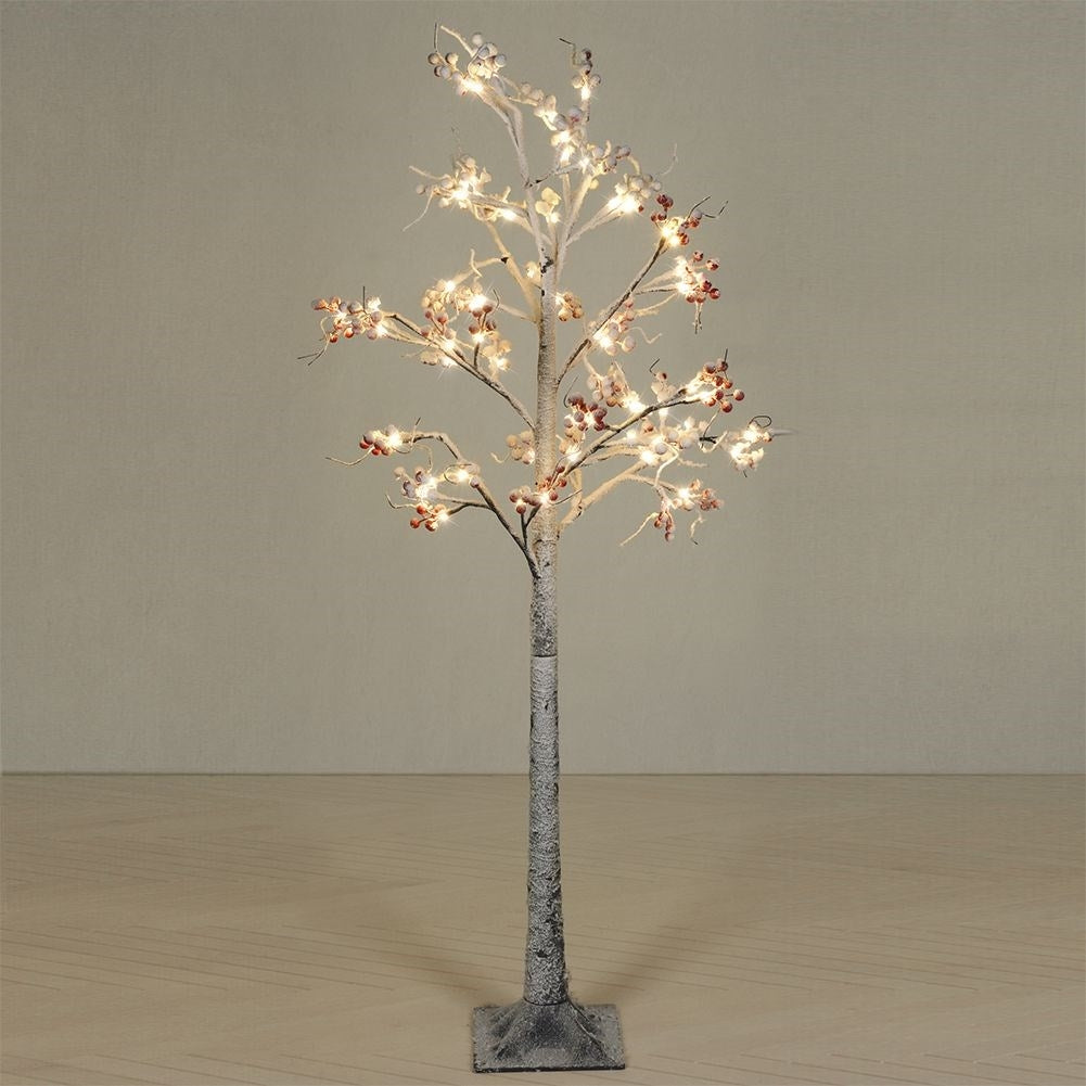 Christmas tree with 72 LED lights and frosty rowan with snow effect