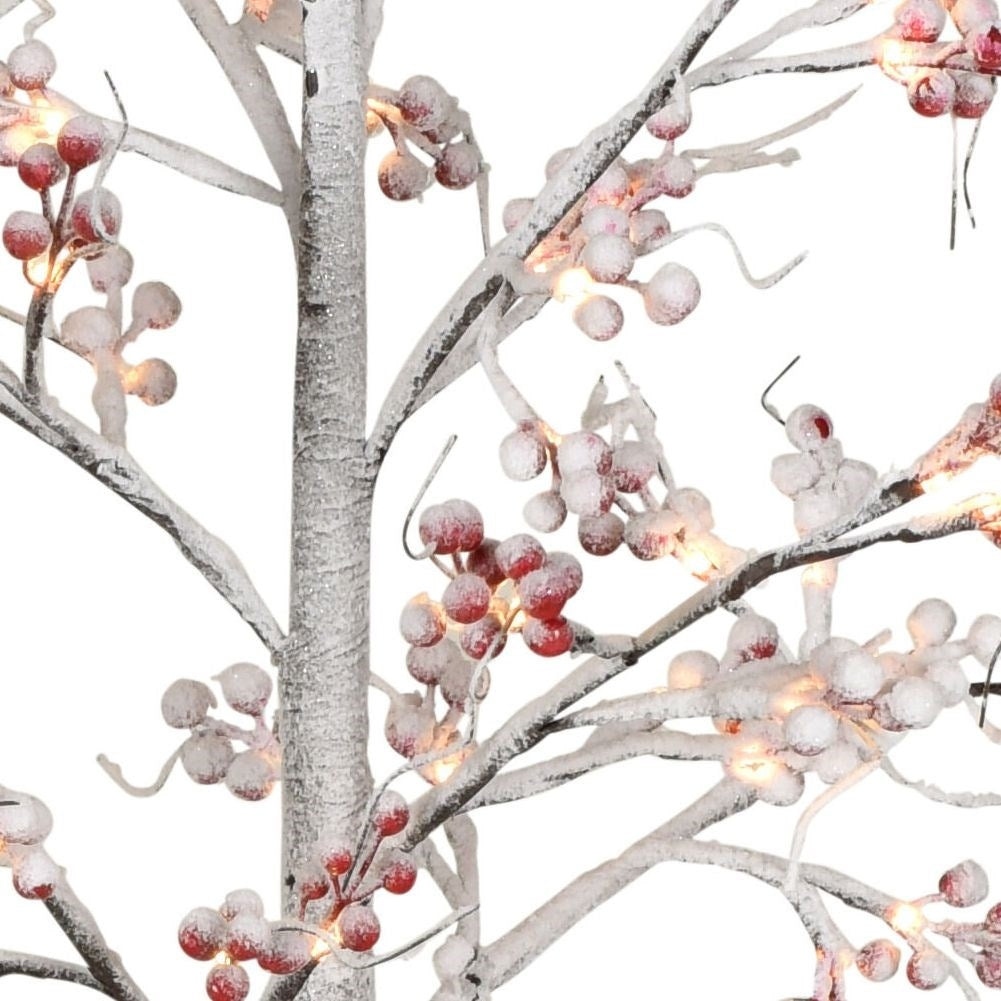 Christmas tree with 72 LED lights and frosty rowan with snow effect