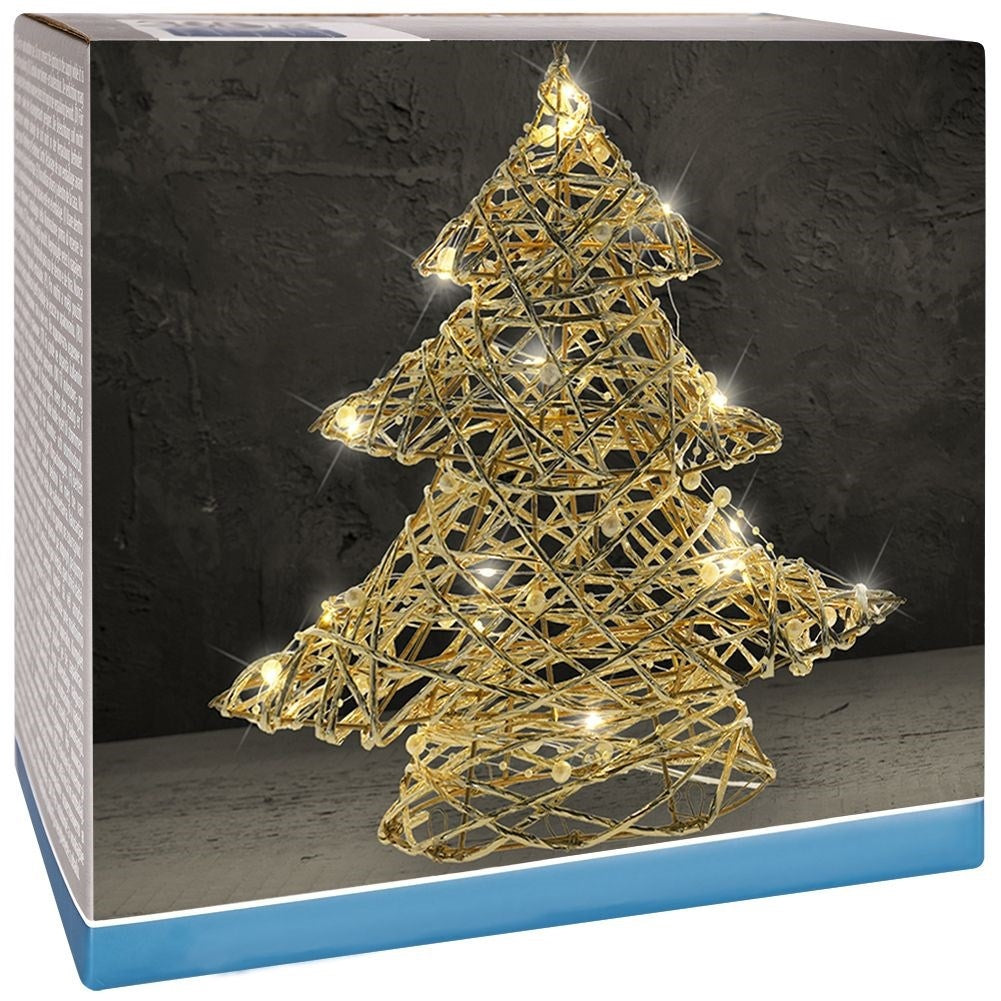 Christmas tree with LED lights and white beads