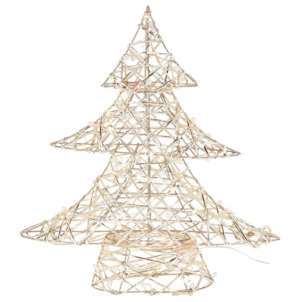 Christmas tree with LED lights and white beads