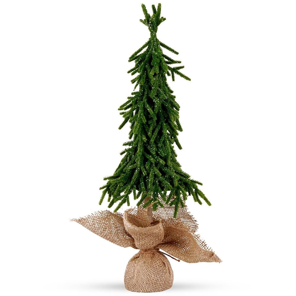 Christmas tree with artificial snow, jute sack and concrete base, height 55 cm