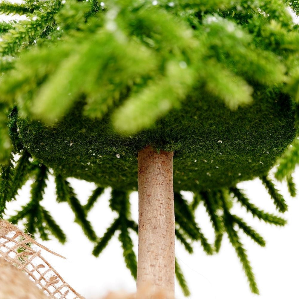 Christmas tree with artificial snow, jute sack and concrete base, height 55 cm