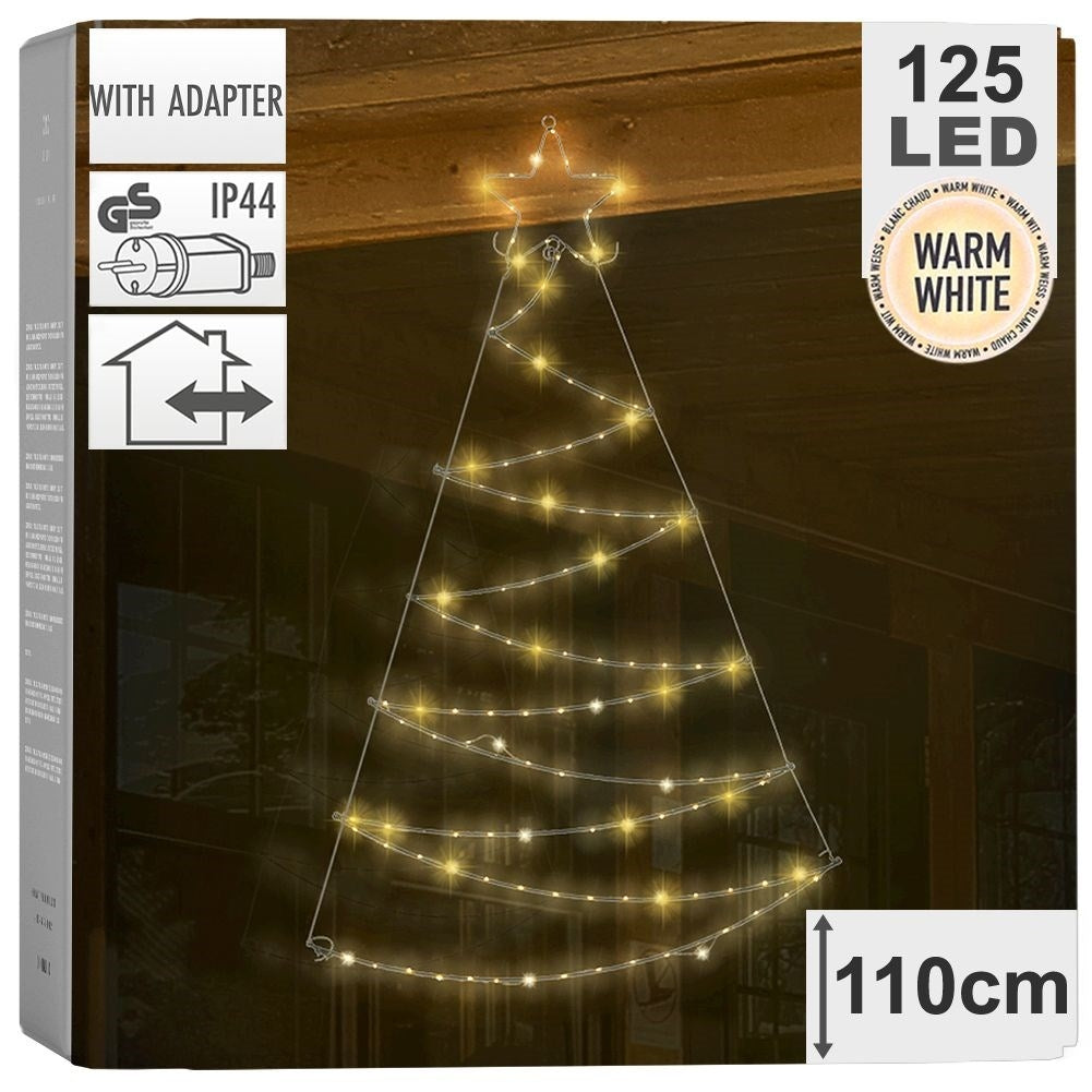 Christmas tree with shining top star, 76x110 cm, 125 LED lights