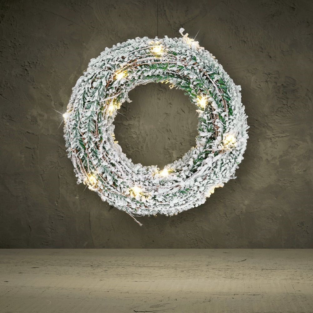 Christmas wreath with LED lights for a festive atmosphere