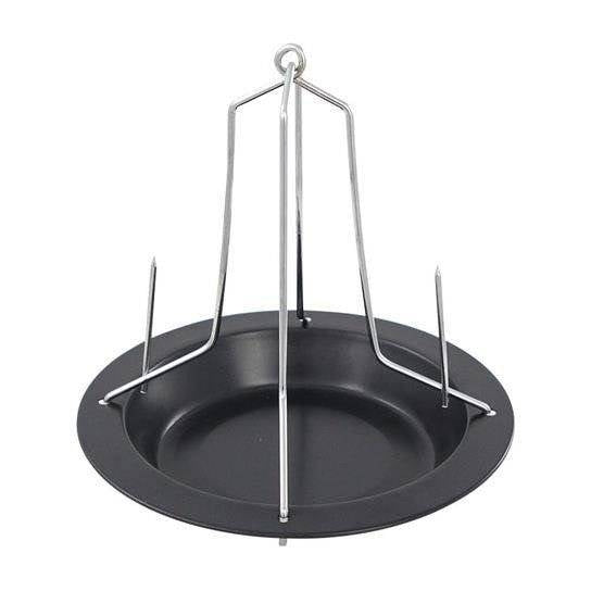 Chrome chicken rack with base for a crispy frying surface