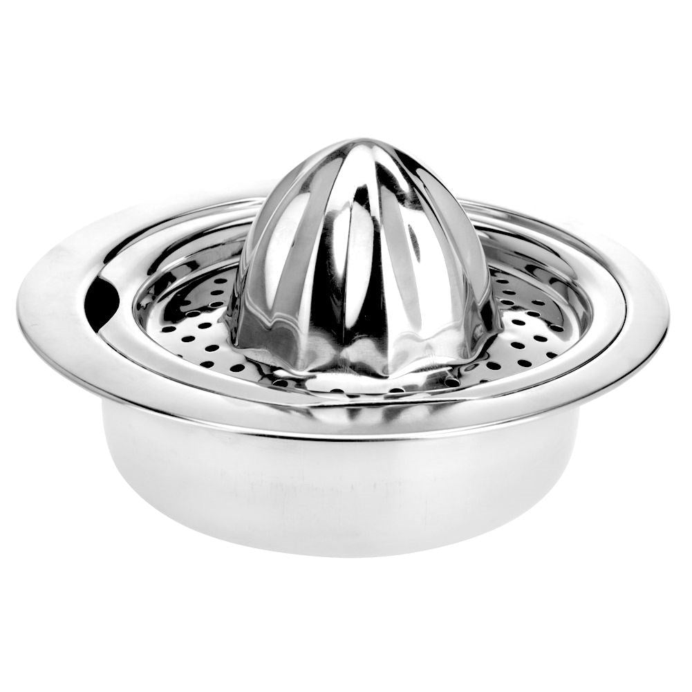 Citrus press in stainless steel with container