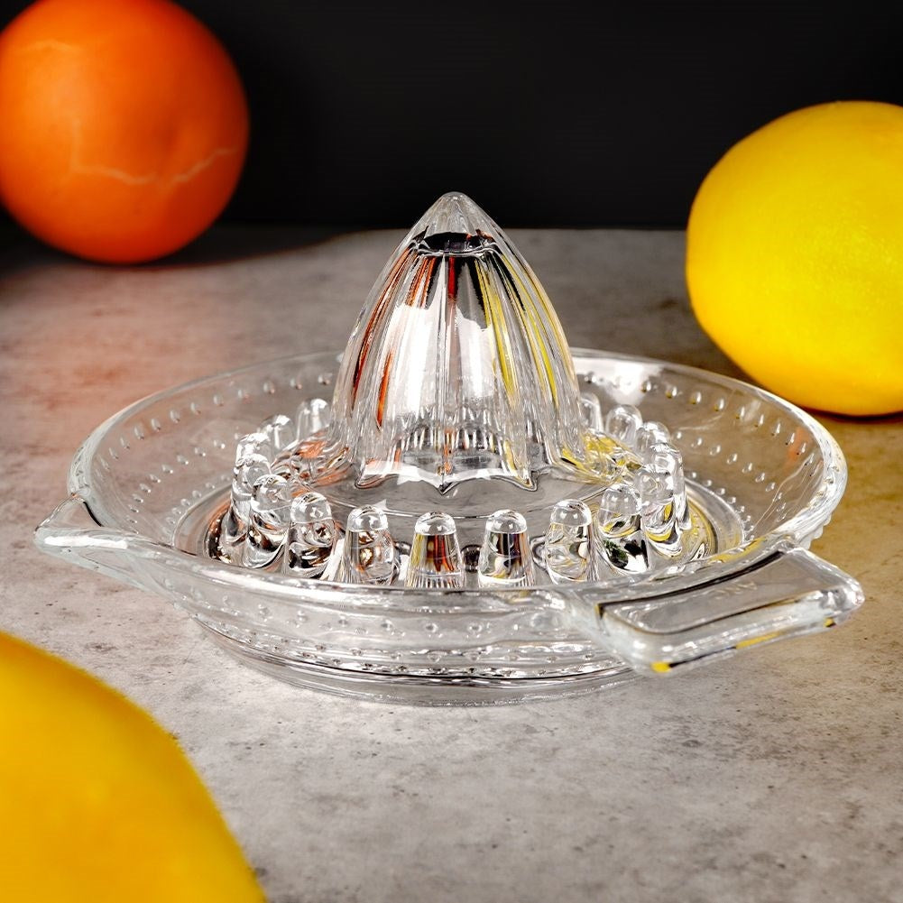 Citrus press with handle and spout