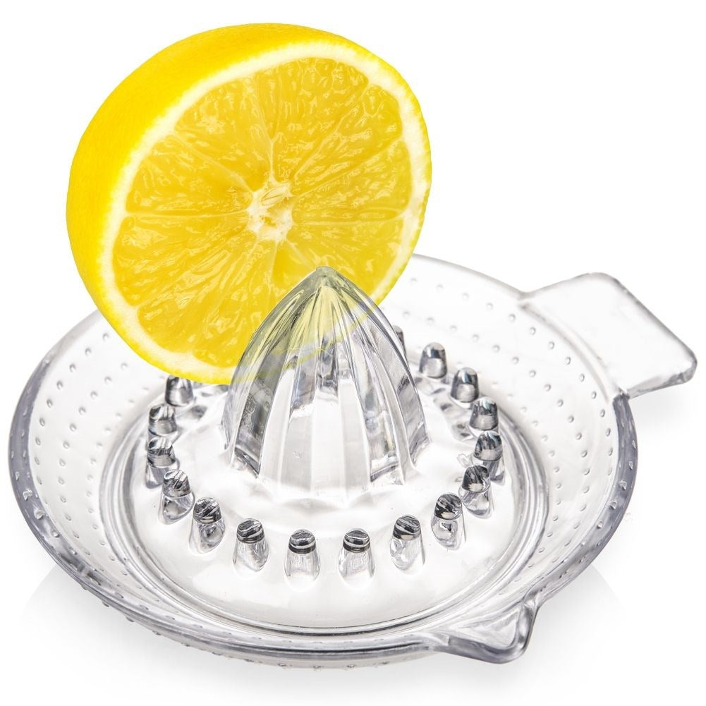 Citrus press with handle and spout for easy juicing
